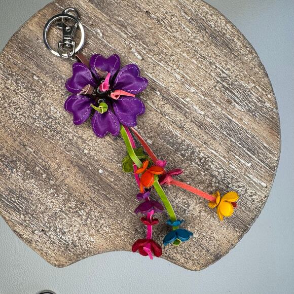 Leather Flower Purse Charm Genuine Leather Bag Charm NEW FAST SHIP - Picture 4 of 6